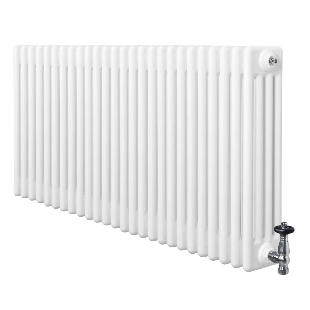 Radiatore Tradizionale 4 Colonne Orizzontale Riscaldamento Bianco & Valvole 600x1190 mm