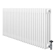 Radiatore Tradizionale 4 Colonne Orizzontale Riscaldamento Bianco & Valvole 600x1190 mm