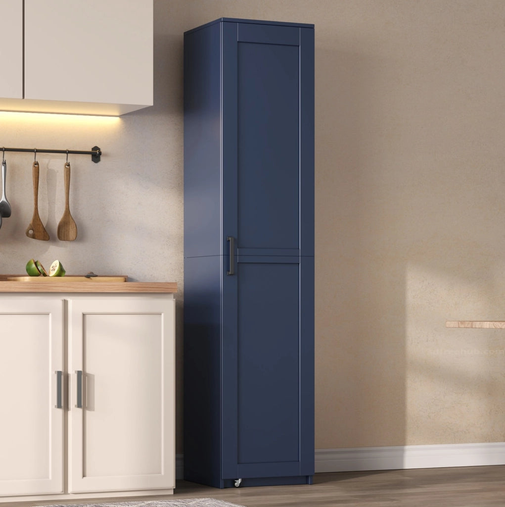 Armadio alto salvaspazio blu in MDF 40 x 40 x 183 cm