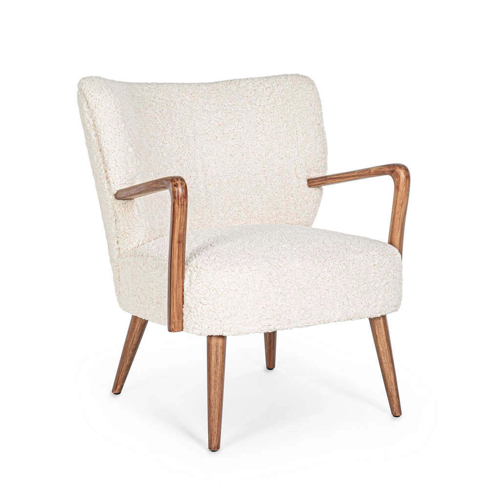 Poltrona Arredo in Legno e Tessuto Bianco Vintage Moritz Bizzotto