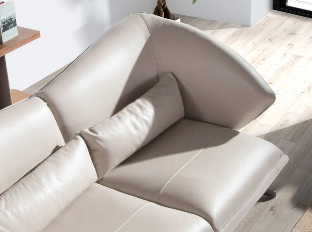 Divano a 2 posti in pelle grigio taupe