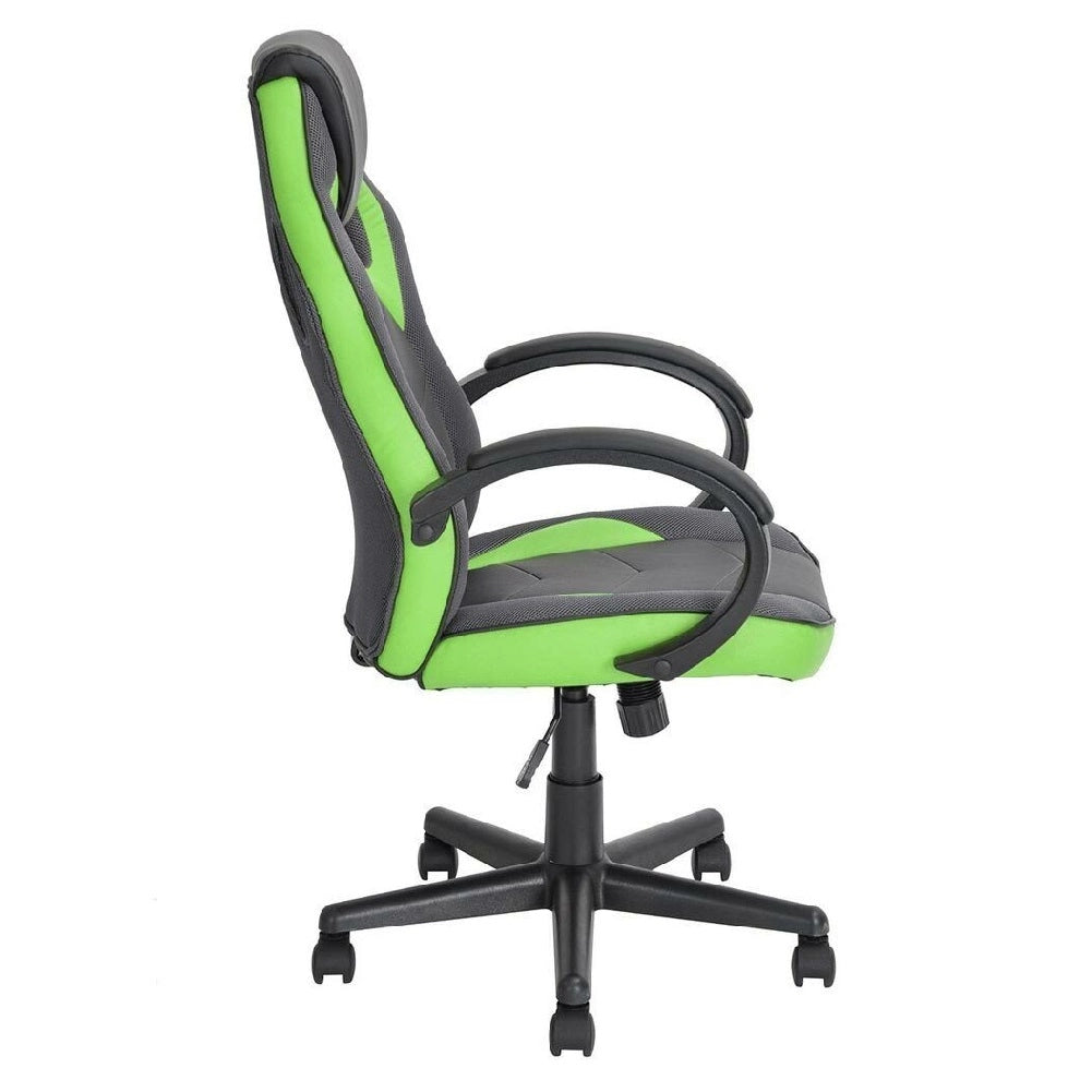 Sedia Gaming Poltrona Ufficio Direzionale 5Ruote Girevoli Sportiva Racer Nero Verde