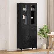 Credenza Rovere Nero 69,5 x 34 x 180 cm Legno ingegnerizzato 3403582