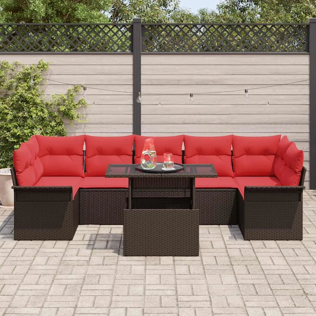 Set Divano da Giardino 8 pcs Marrone Rattan in Polipropilene 3356977