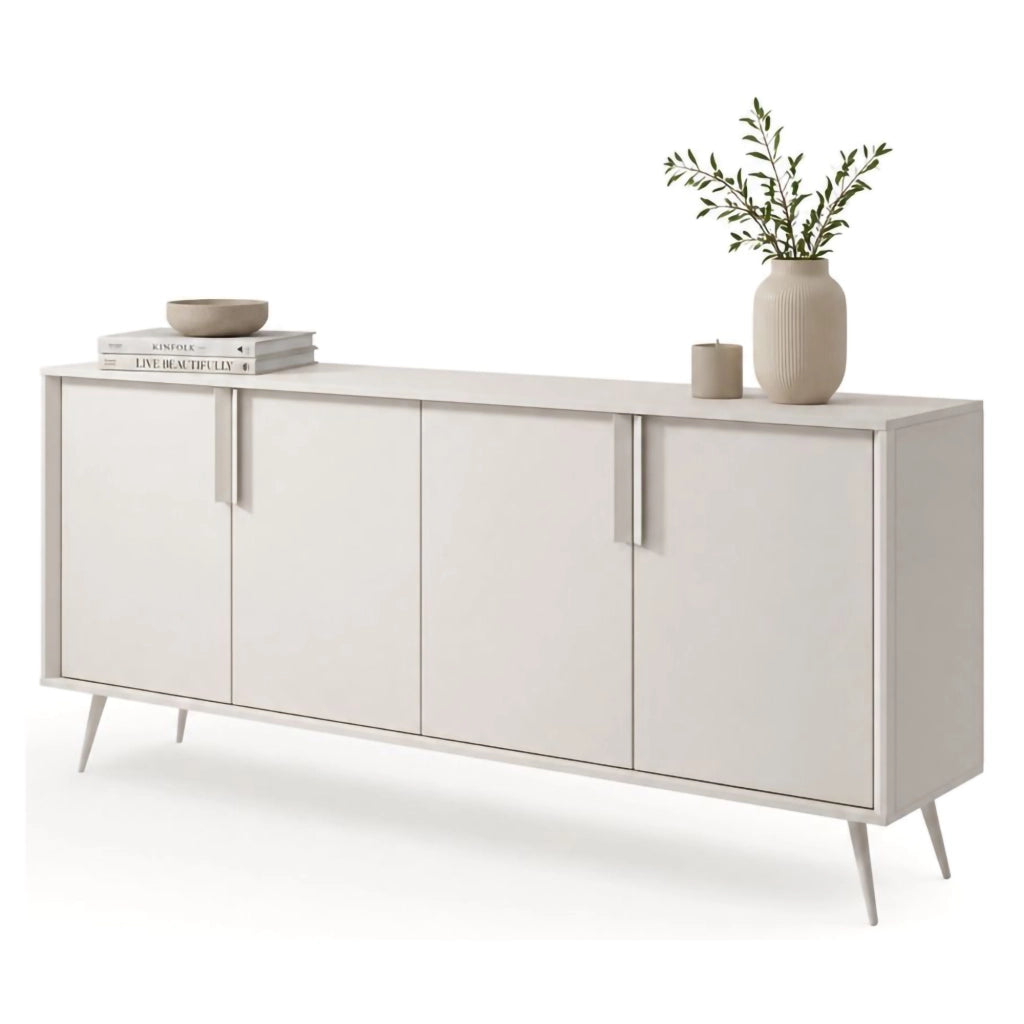 Madia Harero, Credenza 4 Ripiani, 110x40x78h cm Bianco Crema