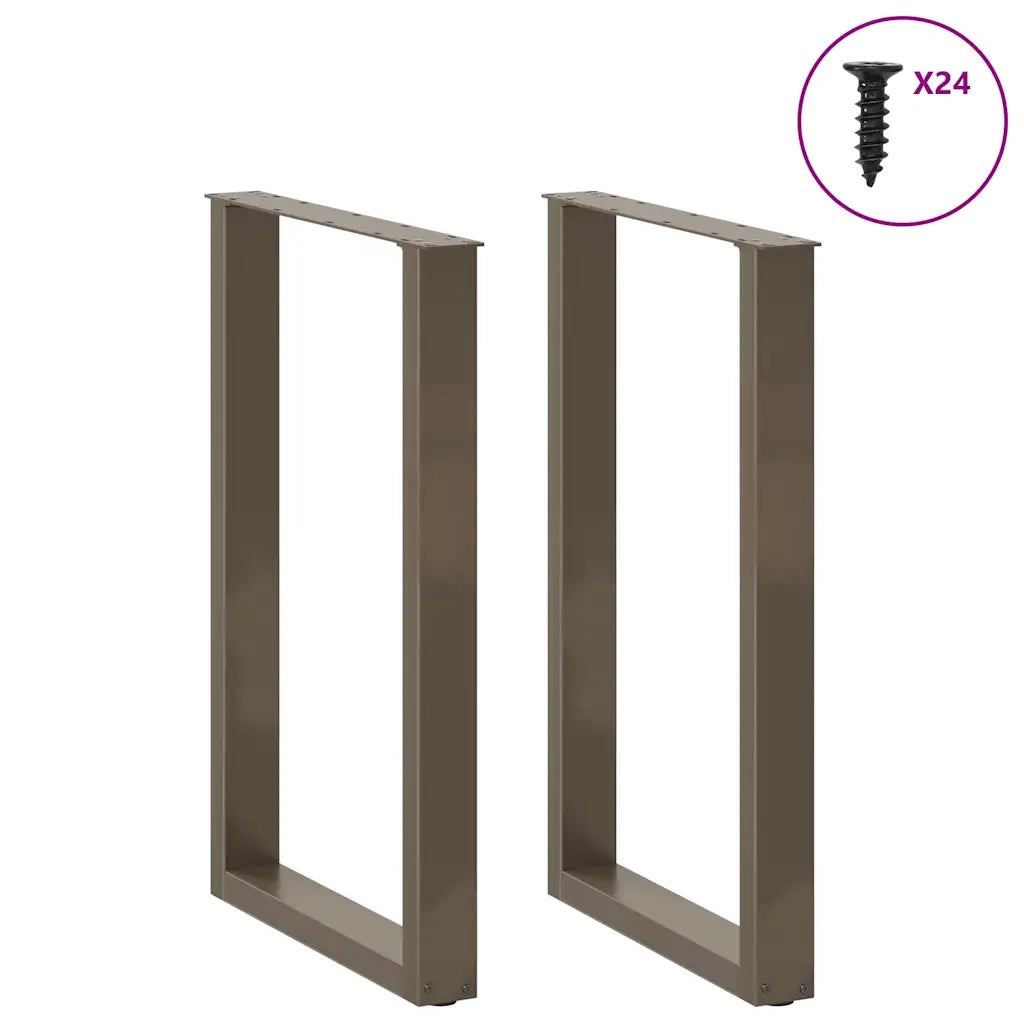 vidaXL Gambe per tavolo da bar a forma di U 2 pz in acciaio naturale 60x(90-91) cm