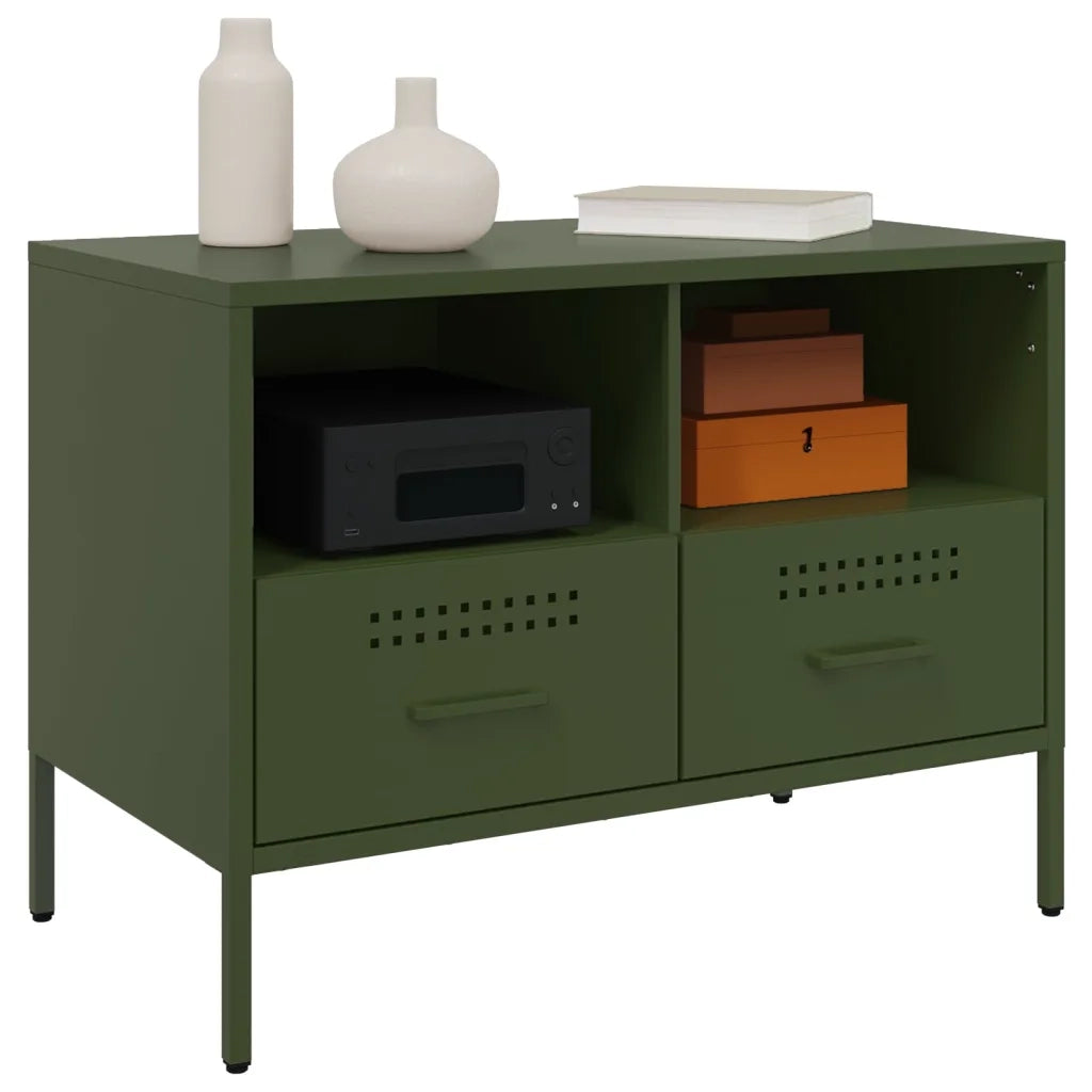 Mobile TV Verde Oliva 68x39x50,5 cm in Acciaio