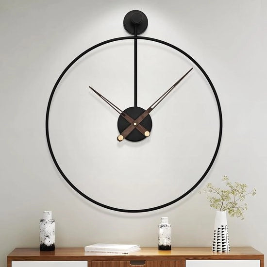 Orologio moderno per soggiorno - silenzioso - 1 pezzo - nero - metallo - 50 cm