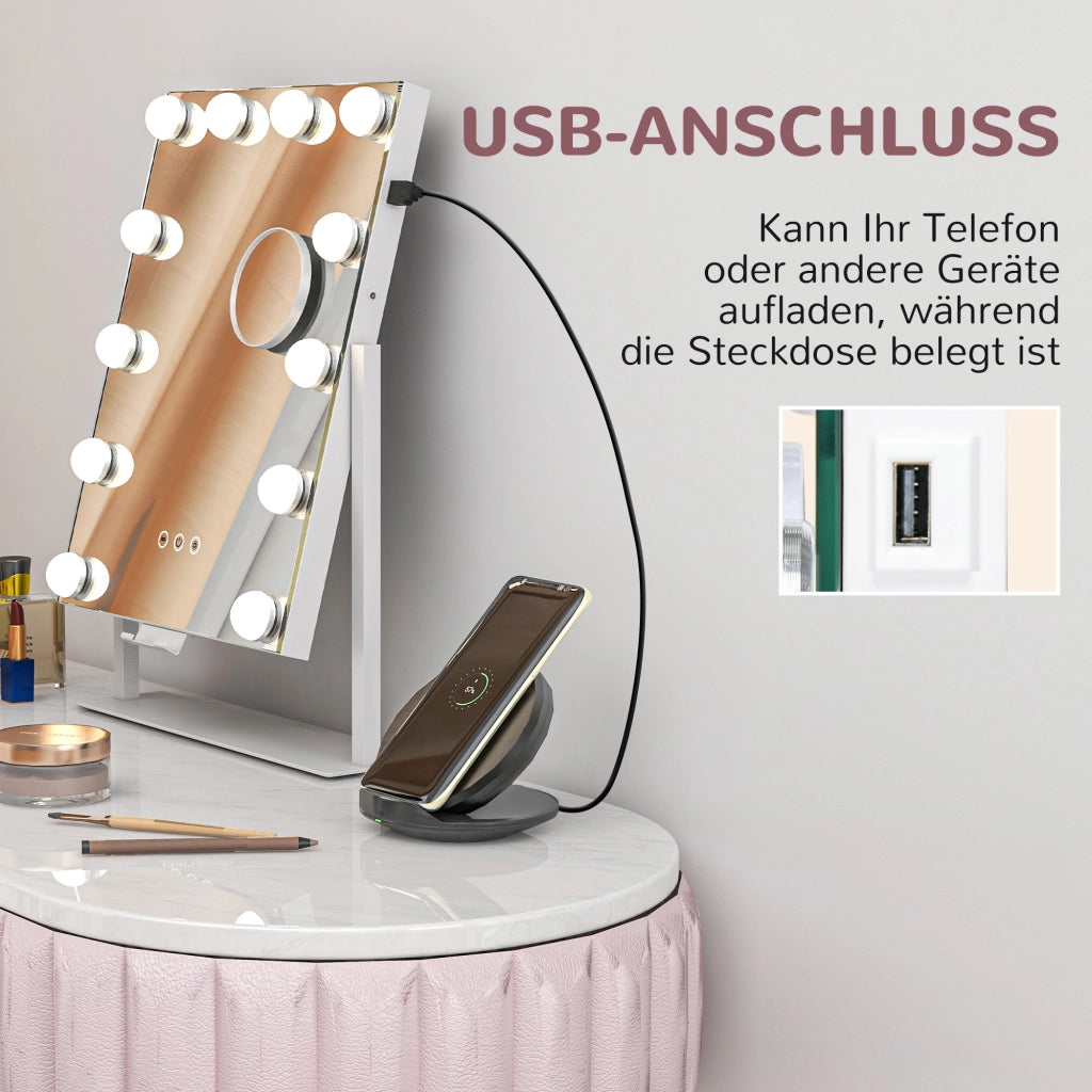 Specchio LED da Toeletta ¨C zephmum ¨C Bianco 37x46 cm