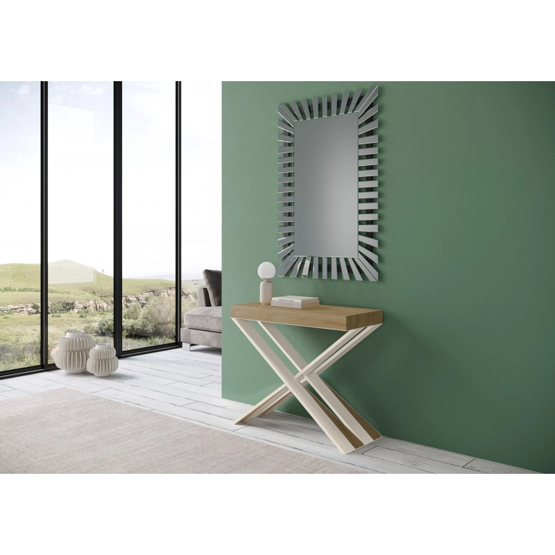 Consolle allungabile 90x40/196 cm Diago Small telaio Bianco - Quercia Natura