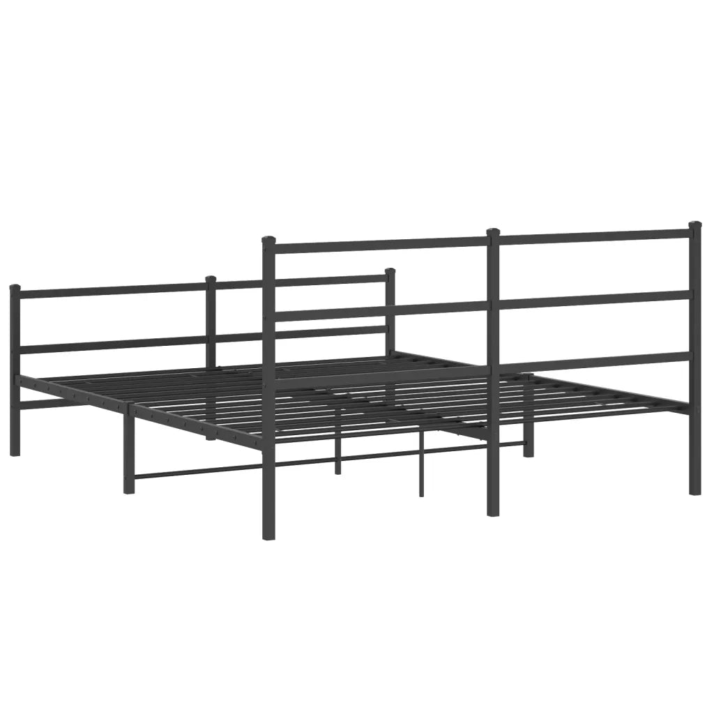 Giroletto con Testiera e Pediera Metallo Nero 150x200 cm 355385