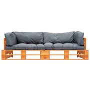 Set Divani da Giardino Pallet 2pz con Cuscini Grigi Legno Pino 277451