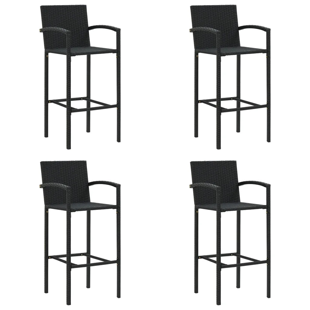 Sgabelli da Bar 4 pz in Polyrattan Nero 362584