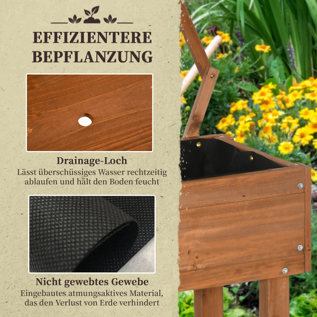 Hochbeet con spalier e scaffale ¨C zephmum ¨C legno massello marrone 79x29x130 cm