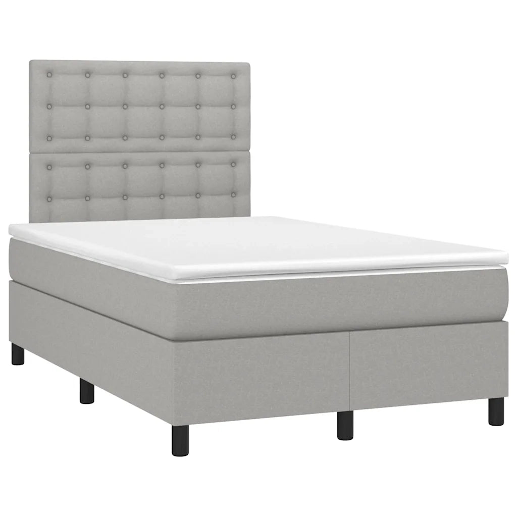 Giroletto a Molle con Materasso Grigio Chiaro 120x190cm Tessuto