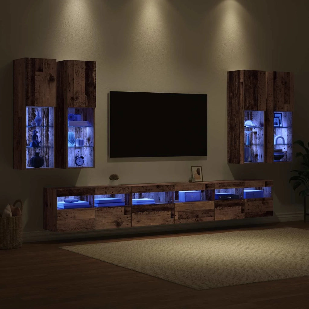Set di Mobiletto da TV a Parete 7 pcs Legno vecchio 3402797
