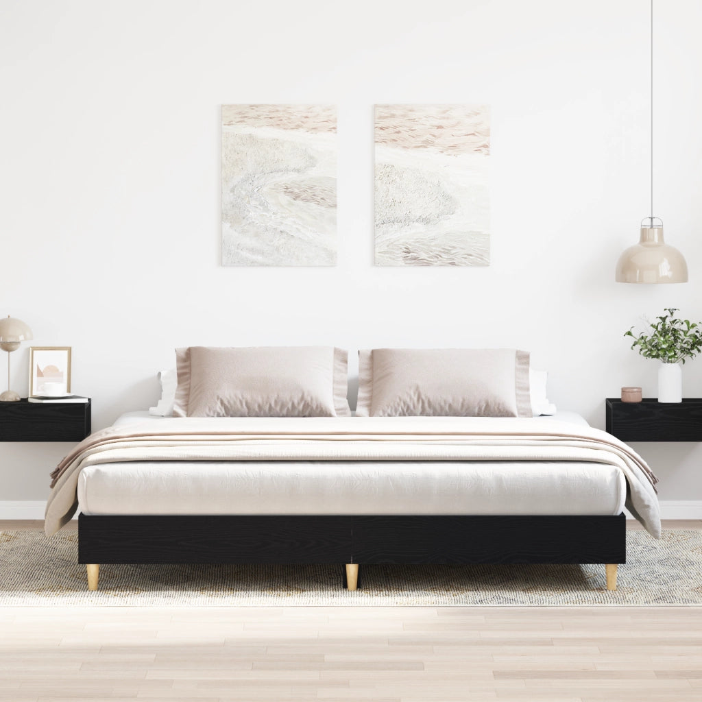 Struttura Letto Rovere Nero 160x200 cm Legno Ingegnerizzato