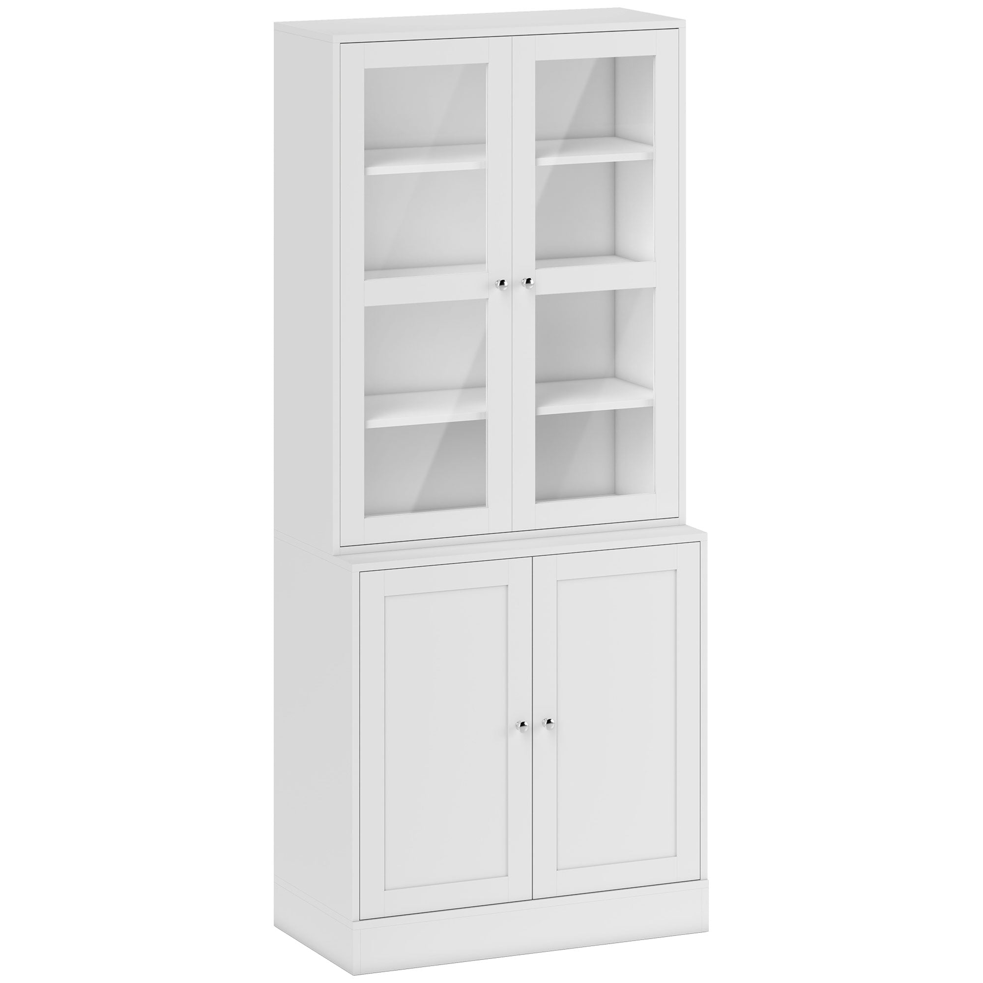 Mobile Libreria Chiusa 76x40x178,5 cm con Vetrina e Armadietto Inferiore in MDF Bianco