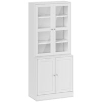 Mobile Libreria Chiusa 76x40x178,5 cm con Vetrina e Armadietto Inferiore in MDF Bianco