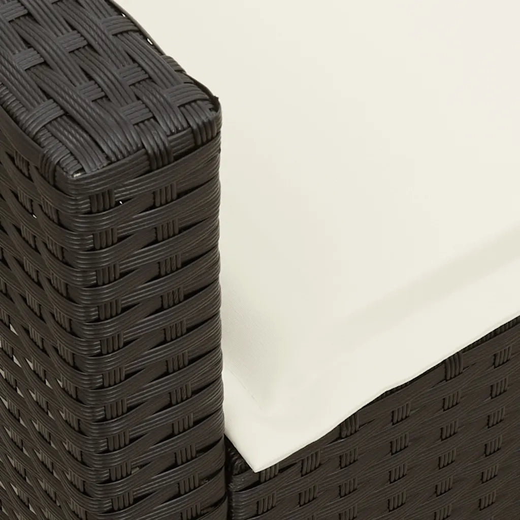 Divano da Giardino a 5 Posti con Cuscini-Sofa da Giardino-Divano da esterno Nero in Polyrattan 301219