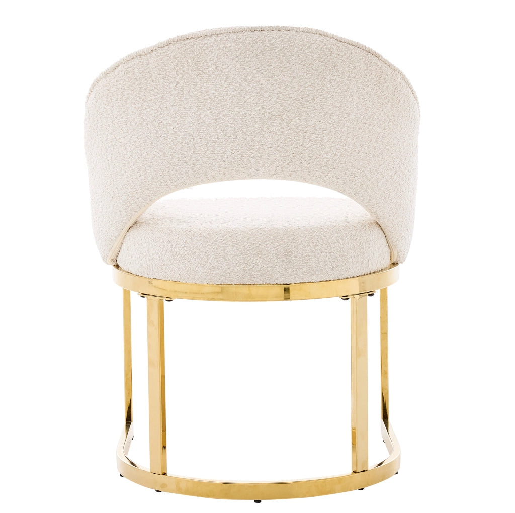 Set 4 sedie da pranzo in bouclé beige con gambe dorate