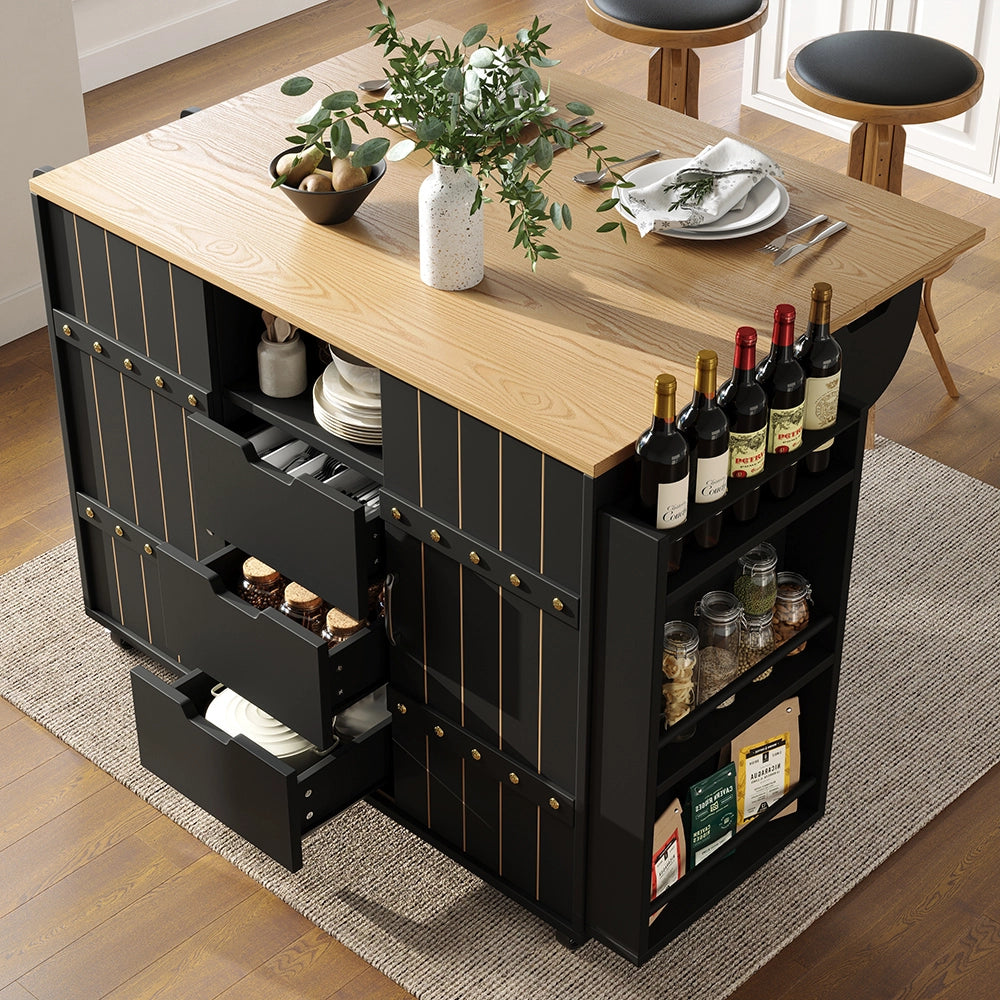 Isola cucina - Xylo - porte scorrevoli porta-spezie nero
