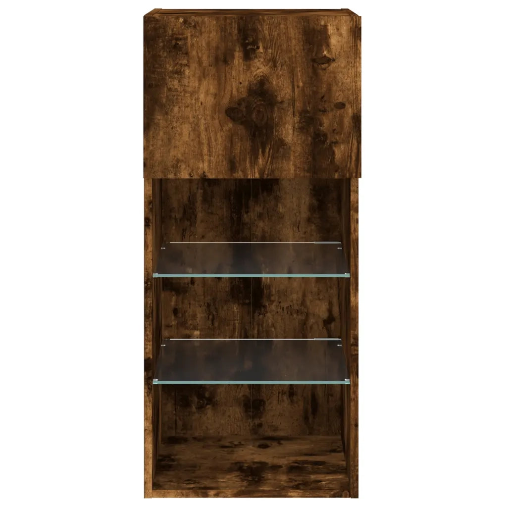 Mobile TV | Armadietto TV | Mobile Porta TV con Luci LED Rovere Fumo 40,5x30x90 cm