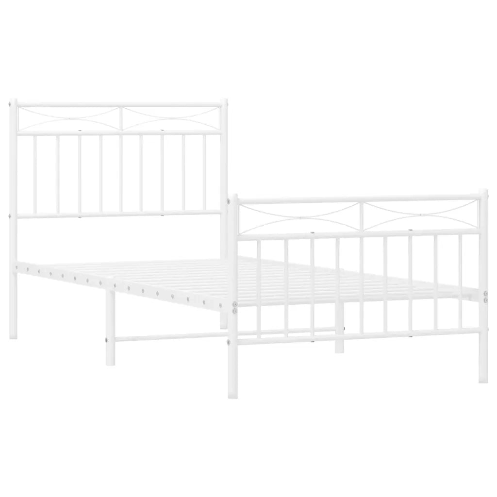 Giroletto con Testiera e Pediera Metallo Bianco 90x190 cm 373750