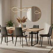 Set di 4 sedie da pranzo imbottite in tessuto grigio scuro Daisy con struttura in metallo facili da pulire | Duzzle