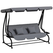 Balancelle da giardino 3 posti con tetto regolabile ¨C zephmum ¨C grigio scuro acciaio 120x164 cm