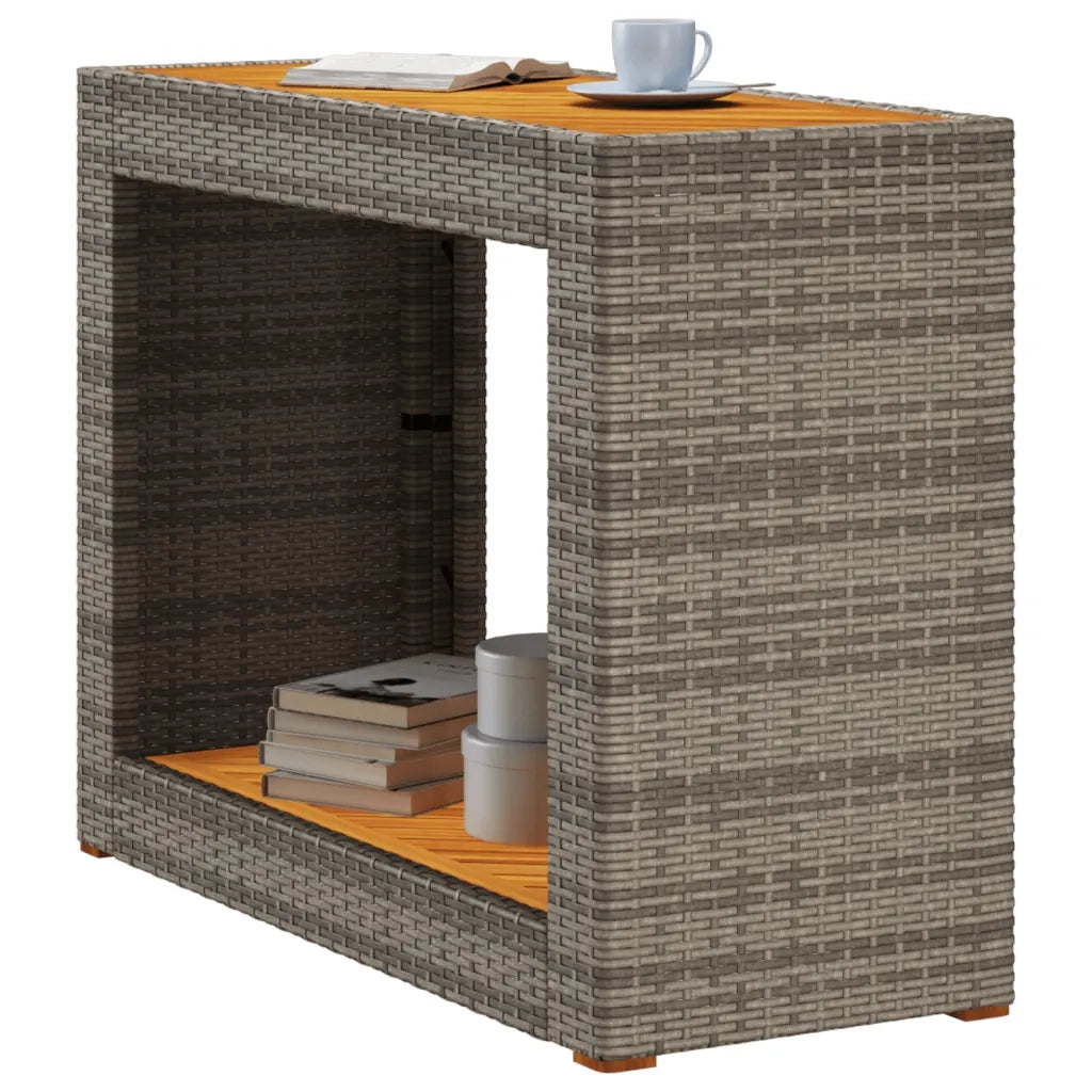 Tavolino da Giardino Piano Legno Grigio 100x40x75 cm Polyrattan 366307