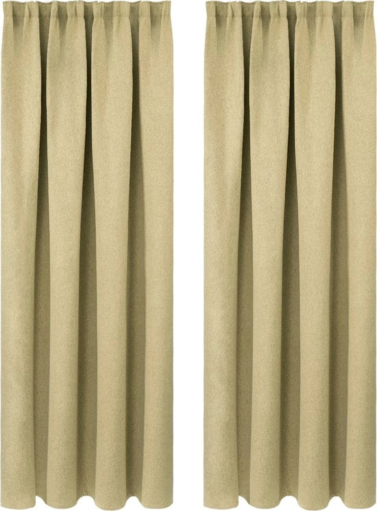 Tendaggi in Lino - 2 pezzi - 100% Poliestere - Tendaggio/Chiaro/Vetrata - Oscurante e Termoisolante - Beige - 135x245cm