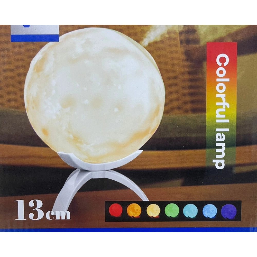 Trade Shop - Umidificatore Lampada A Forma Di Luna Luce Rgb Led Aromaterapia Diffusore Aromi Fumo 13cm -