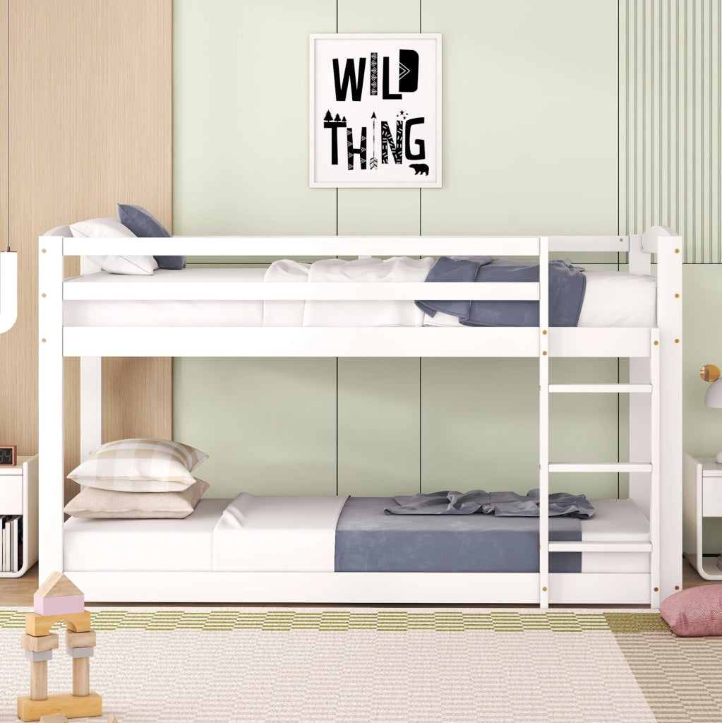 Letto a castello 90x200 cm salvaspazio; legno; bianco
