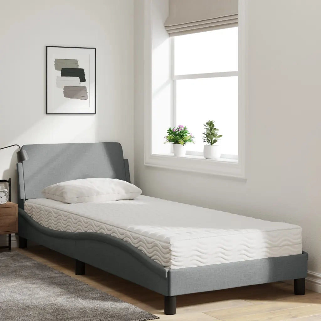 Letto con Materasso Dover Grigio Chiaro 90x200 cm in Tessuto 3208324