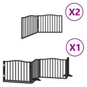 Cancello Cani Porta Pieghevole Nero 8 Pannelli 640 cm Pioppo CFW6112668