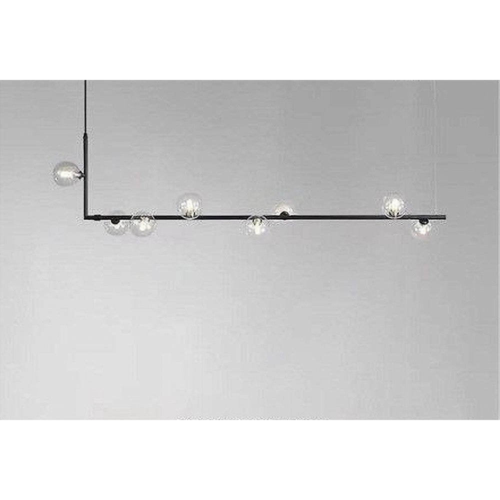 Trade Shop - Lampadario 8 Sfere G9 In Vetro Da Soffitto In Metallo Nero Design Moderno 71621 -