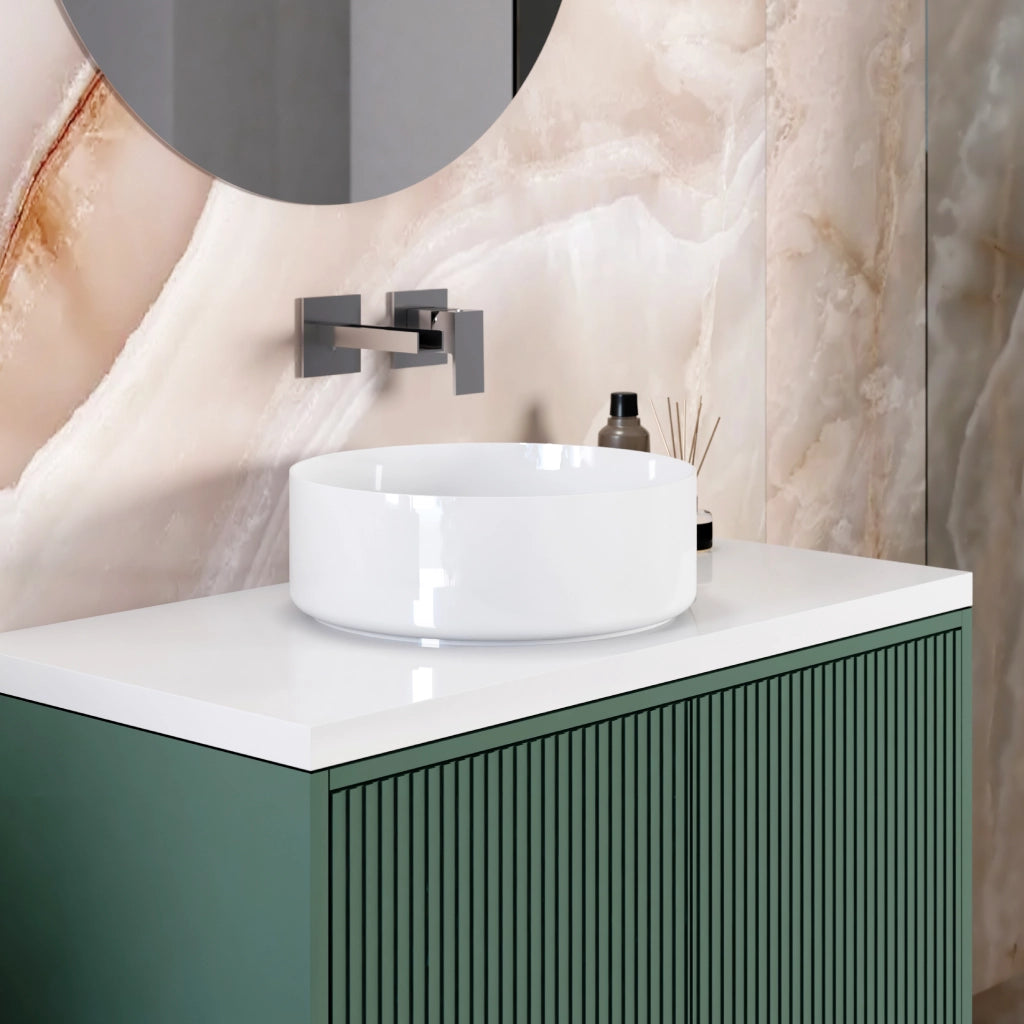 LAVABO DA APPOGGIO IN CERAMICA BIANCA MODELLO LUMEN 36 - 36X36X12 CM  - BAR