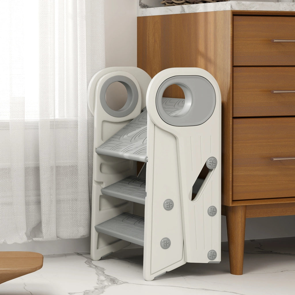 Scalino per Bambini Pieghevole Regolabile ¨C zephmum ¨C Grigio 3 Marche