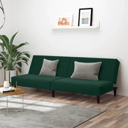 Divano Letto a 2 Posti Verde Scuro in Velluto 375928