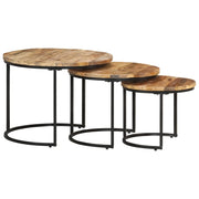 Tavolini Impilabili 3 pz in Legno di Mango Grezzo cod mxl 29759
