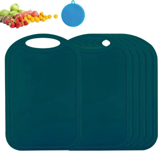 Set di 6 lame da taglio - piatti da colazione - plastica - antiscivolo - lavastoviglie resistente con fessure e manico