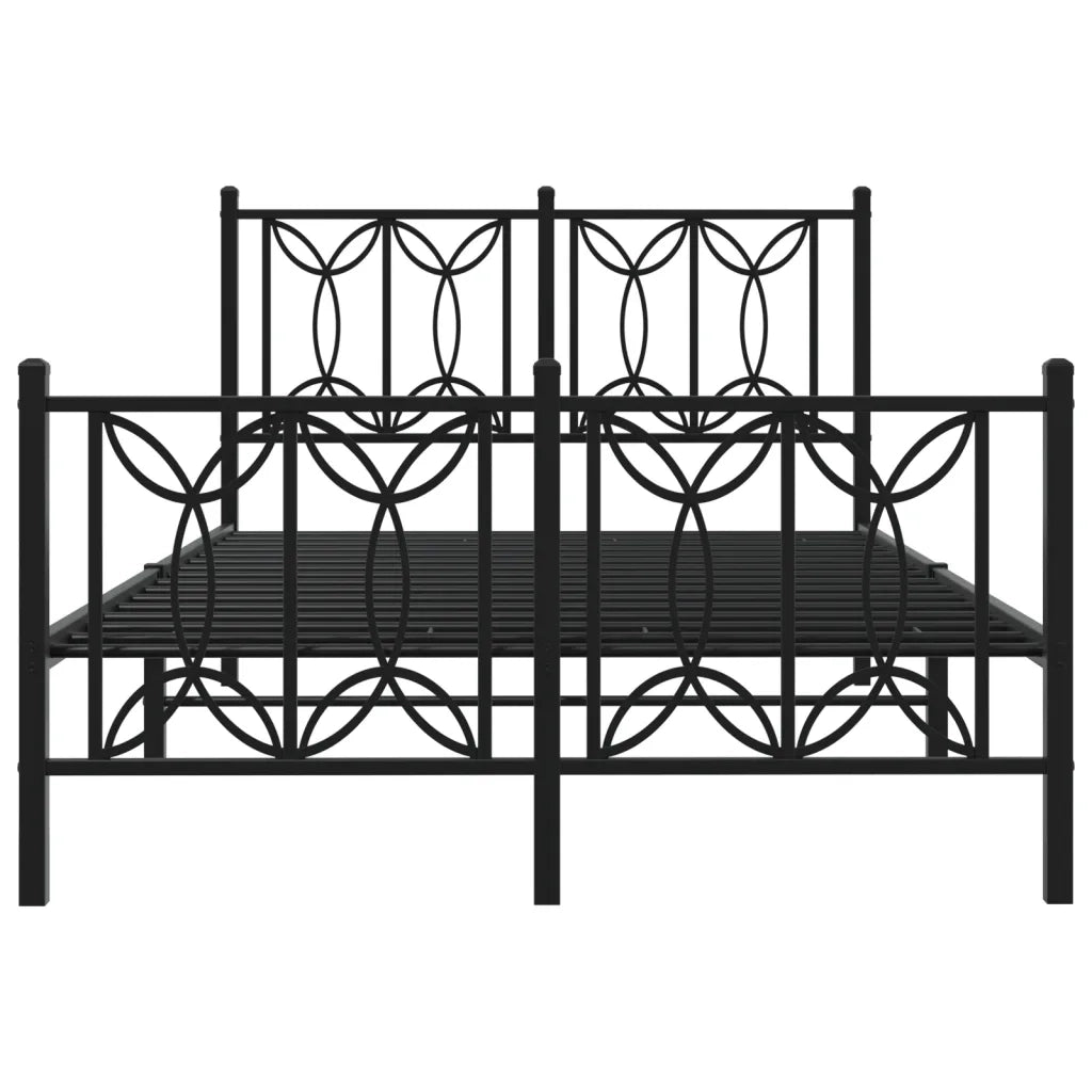 Giroletto con Testiera e Pediera Metallo Nero 120x190 cm 376143