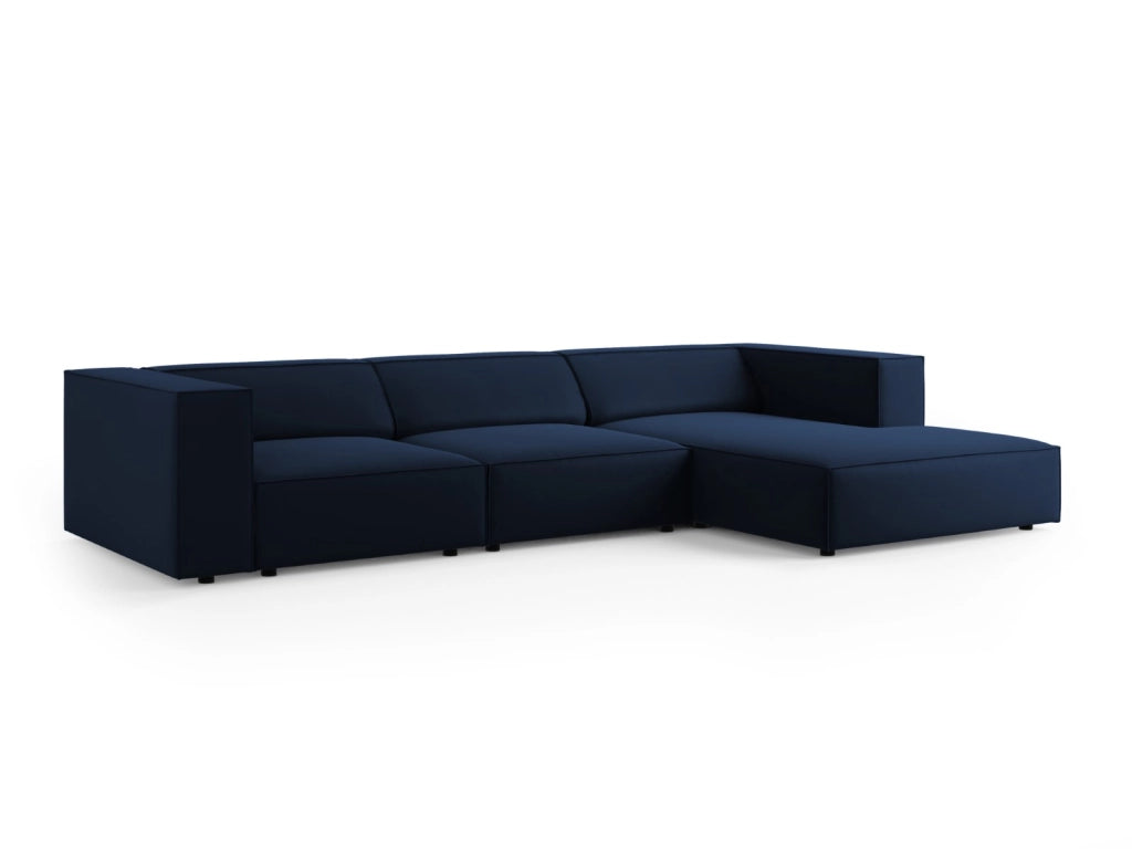 Cosmopolitan Design - Divano angolare destro "Arendal" 4 posti in velluto blu reale 