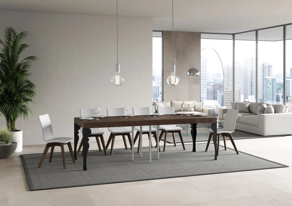 Tavolo allungabile 90x90/246 cm Paxon Premium Noce telaio Antracite