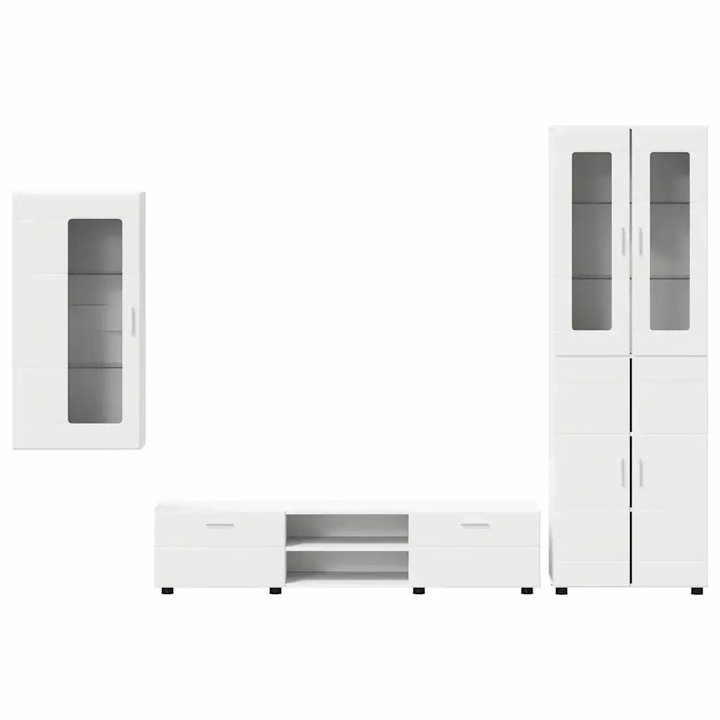 Set mobile TV con porta FLORIN 3 pcs Bianco Legno multistrato