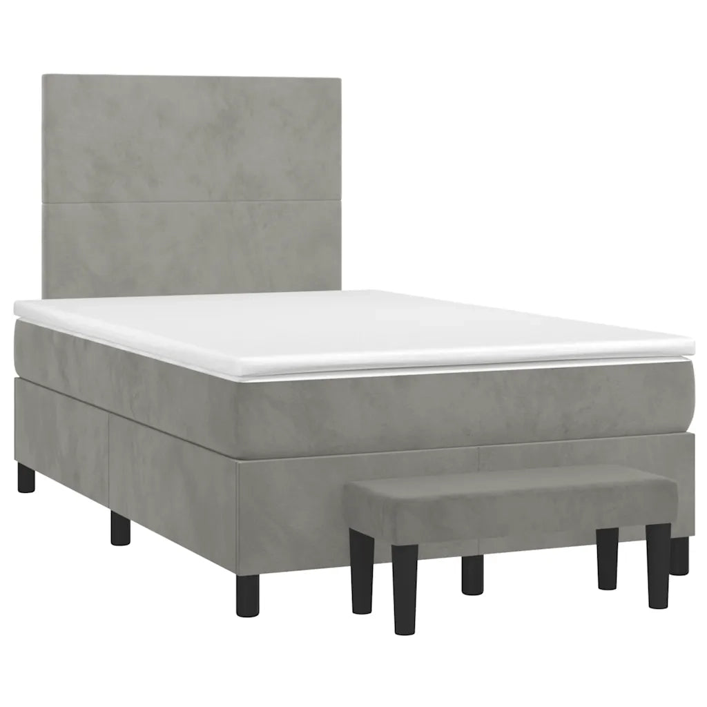 Giroletto a Molle con Materasso Grigio Chiaro 120x190cm Velluto 3270457