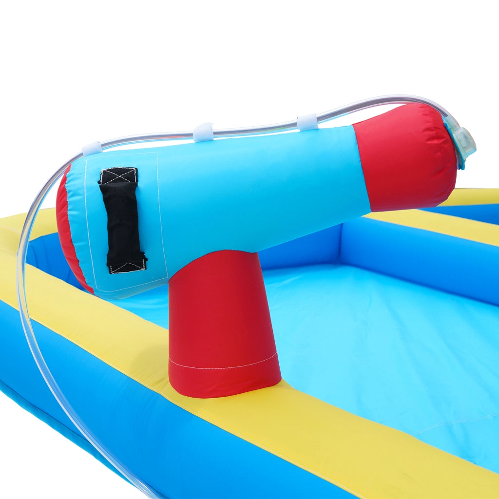 Castello gonfiabile per bambini con scivolo d'acqua trampolino parete da arrampicata e soffiatore da 450 W