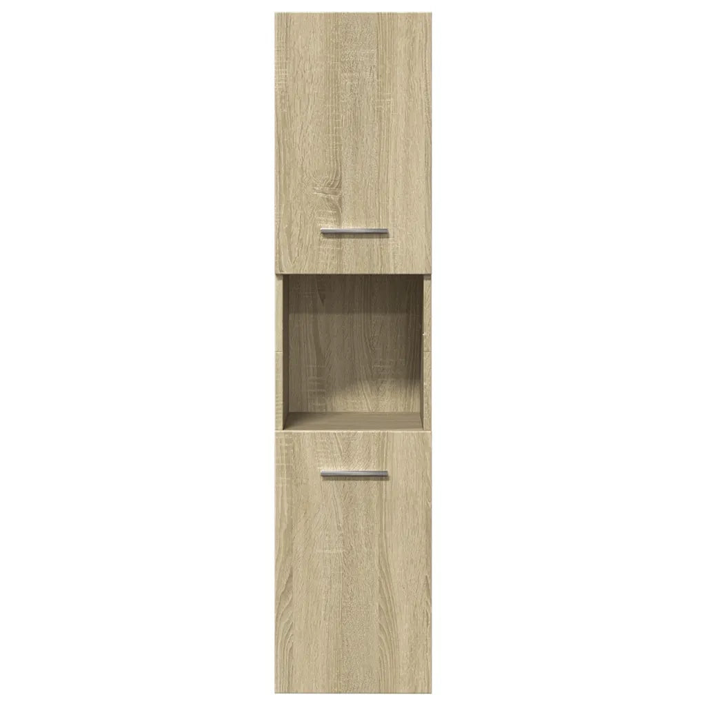 Mobile da bagno con vani contenitori moderni 30 x 30 x 130 cm linee pulite legno ingegnerizzato rovere Sonoma 02_0049699