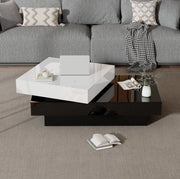 Tavolino da salotto girevole a 2 livelli 103 x 60 x 35;5 cm bianco e nero lucido